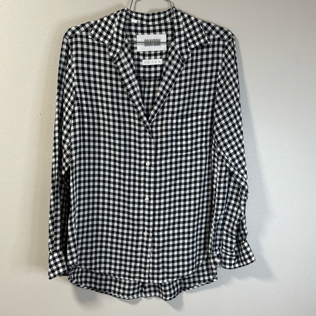 Grayson The Hero Shirt Medium Black & White Button Down Flannel Size 2 #450